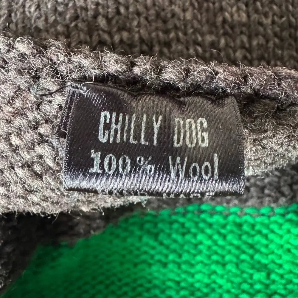 Chilly Dog Charcoal Striped 100% Organic Wool Dog Sweater Size XL